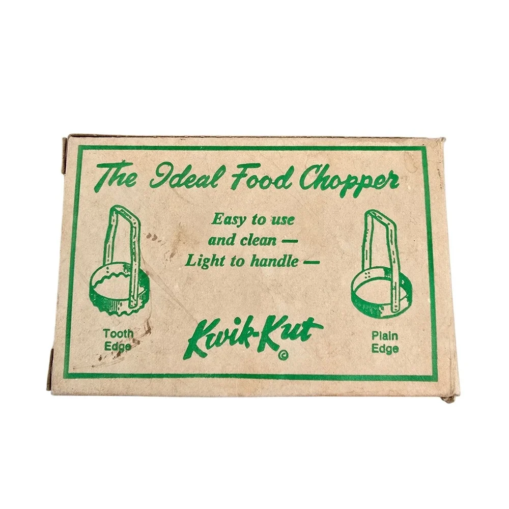 Vintage Kwik-Kut Ideal Food Chopper Plain Edge Stainless Steel Mohawk NY Box